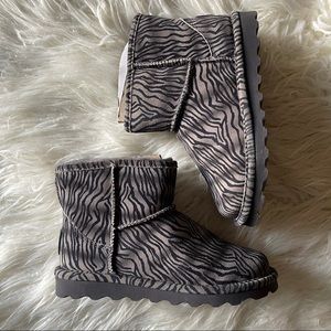 BEARPAW Aleesa Gray Zebra Winter Boots Size 7